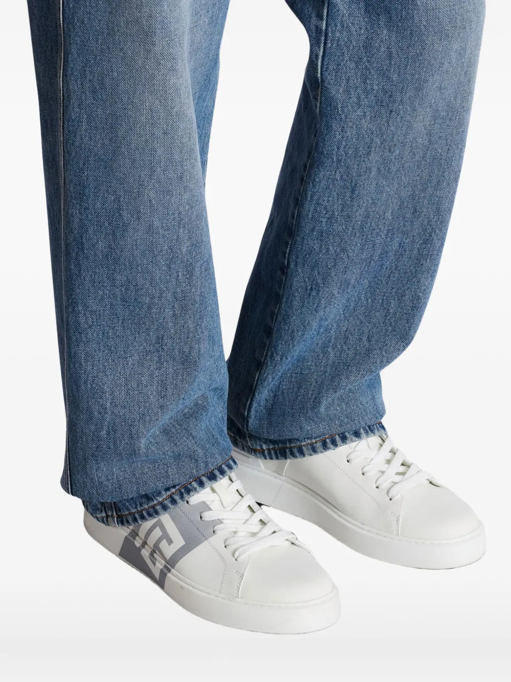 Balmain B-Court Logo-Detail Calfskin Sneakers