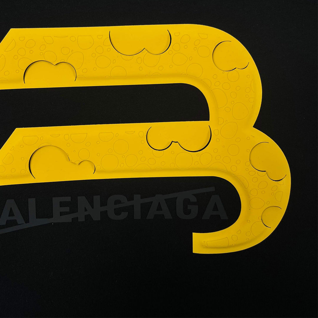 Balenciaga Yellow B Graphic T-Shirt in Black & White