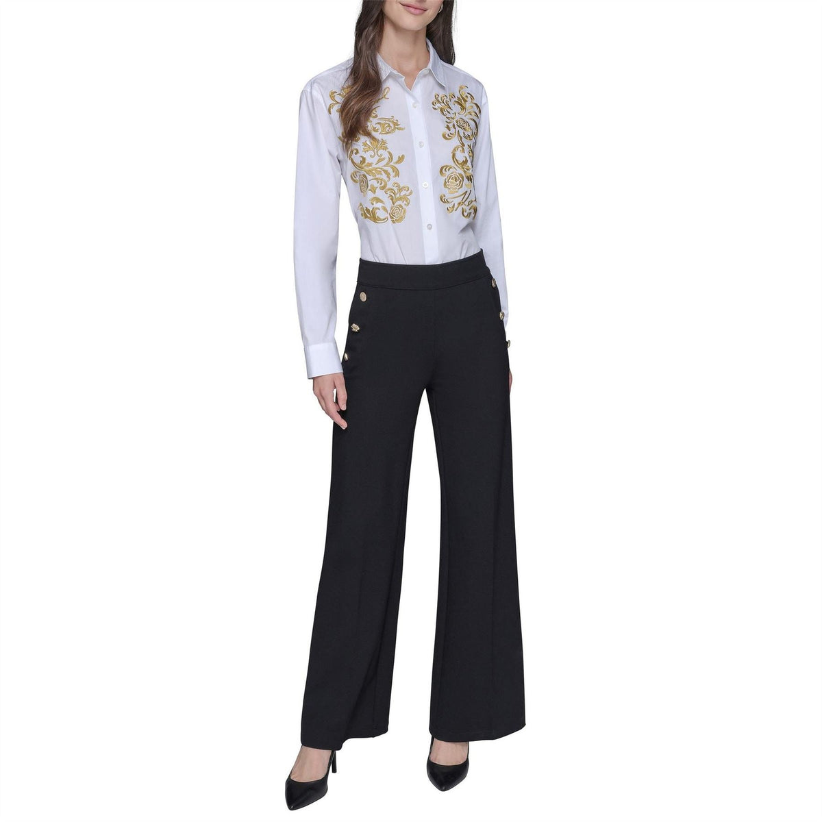 Karl Lagerfeld Womens Sportswear Wide Leg Trousers
