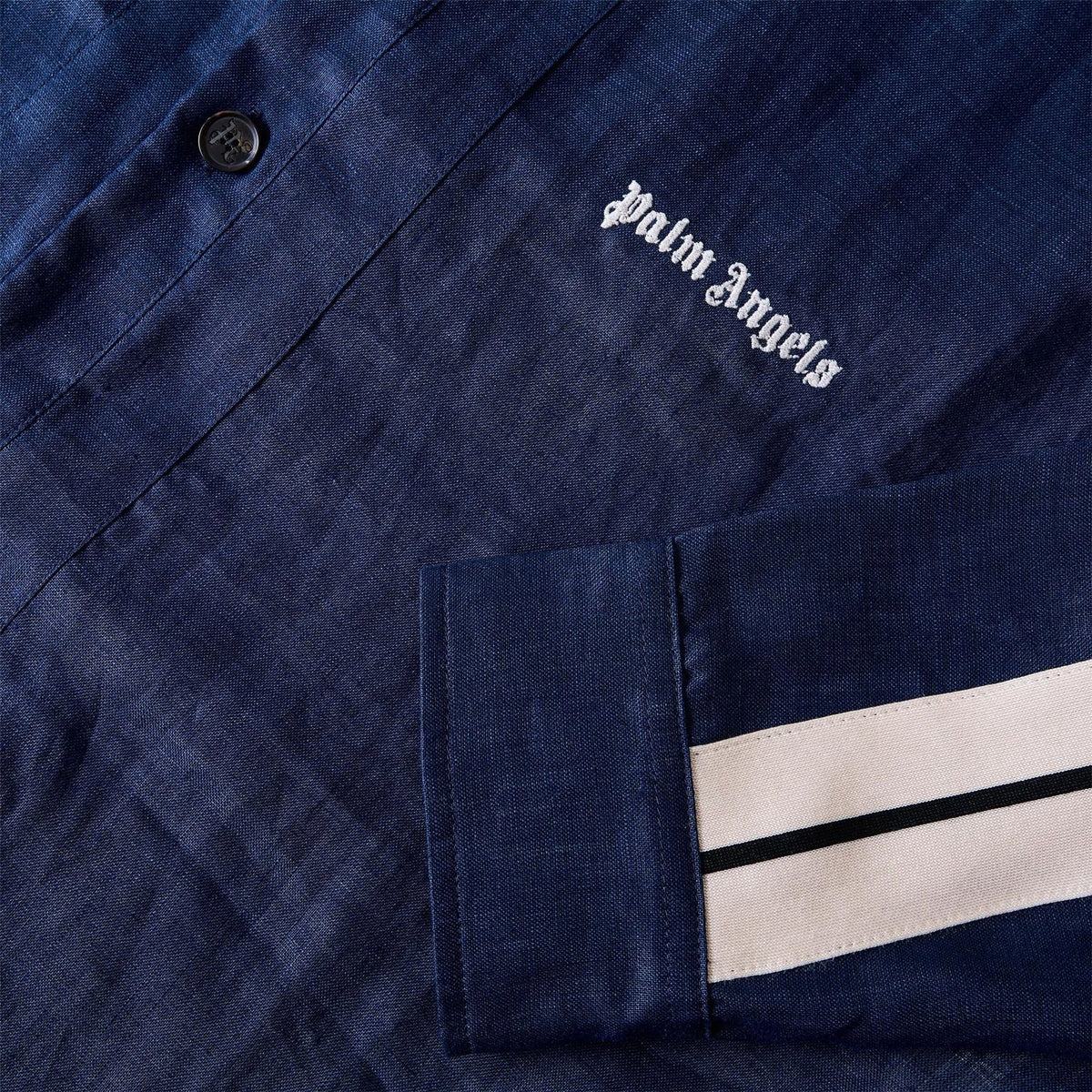 Palm Angels Palm Embroidered Collared Neck Shirt Collar Long Sleeve Shirt