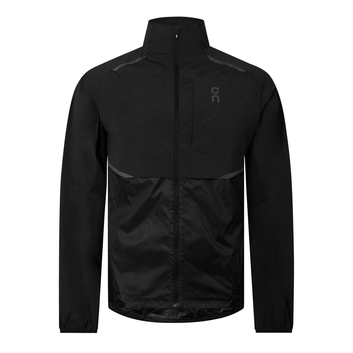 On Solid Patterned Front Zipper Pocket Rain Coat