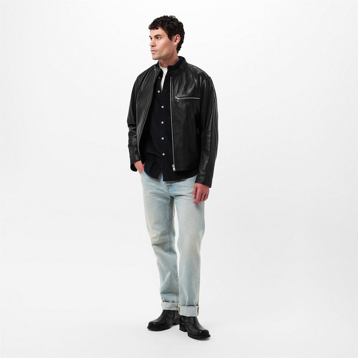 Belstaff Mens Track Racer Leather Tailored Fit Jacket