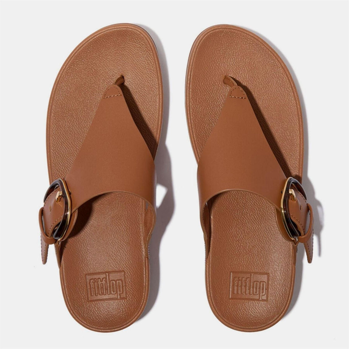 Fit Flop Resin Buckle Leather Toe Post Sandals