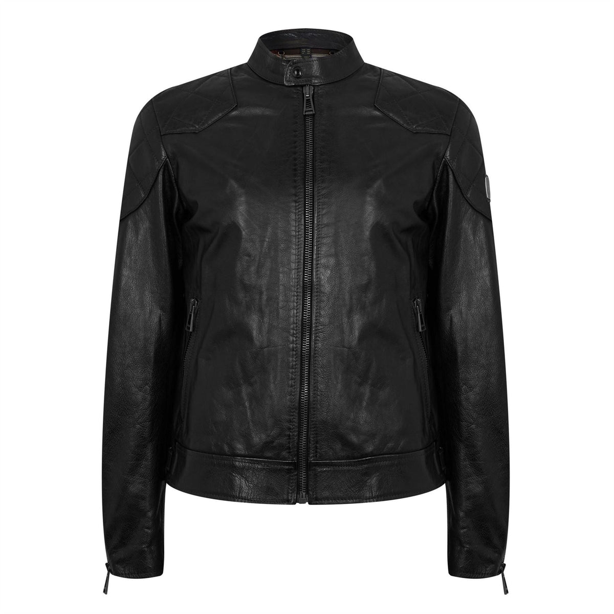 Belstaff Mens Outlaw Hand Waxed Calfskin Long Sleeve Leather Jacket