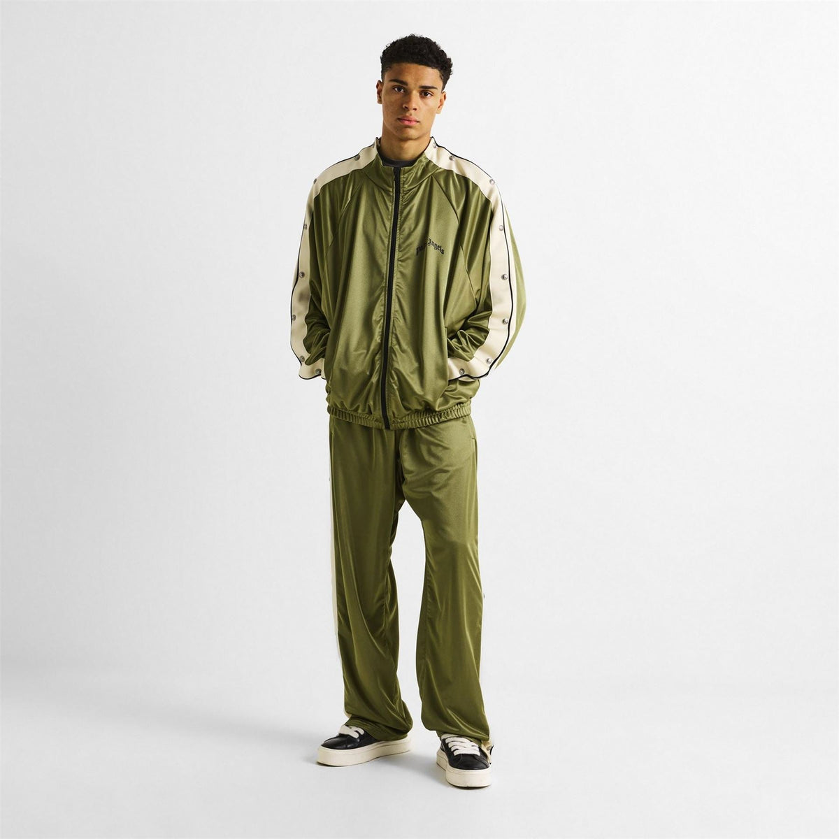 Palm Angels Funnel Neck Bomber Collar Long Sleeve Athletic Top
