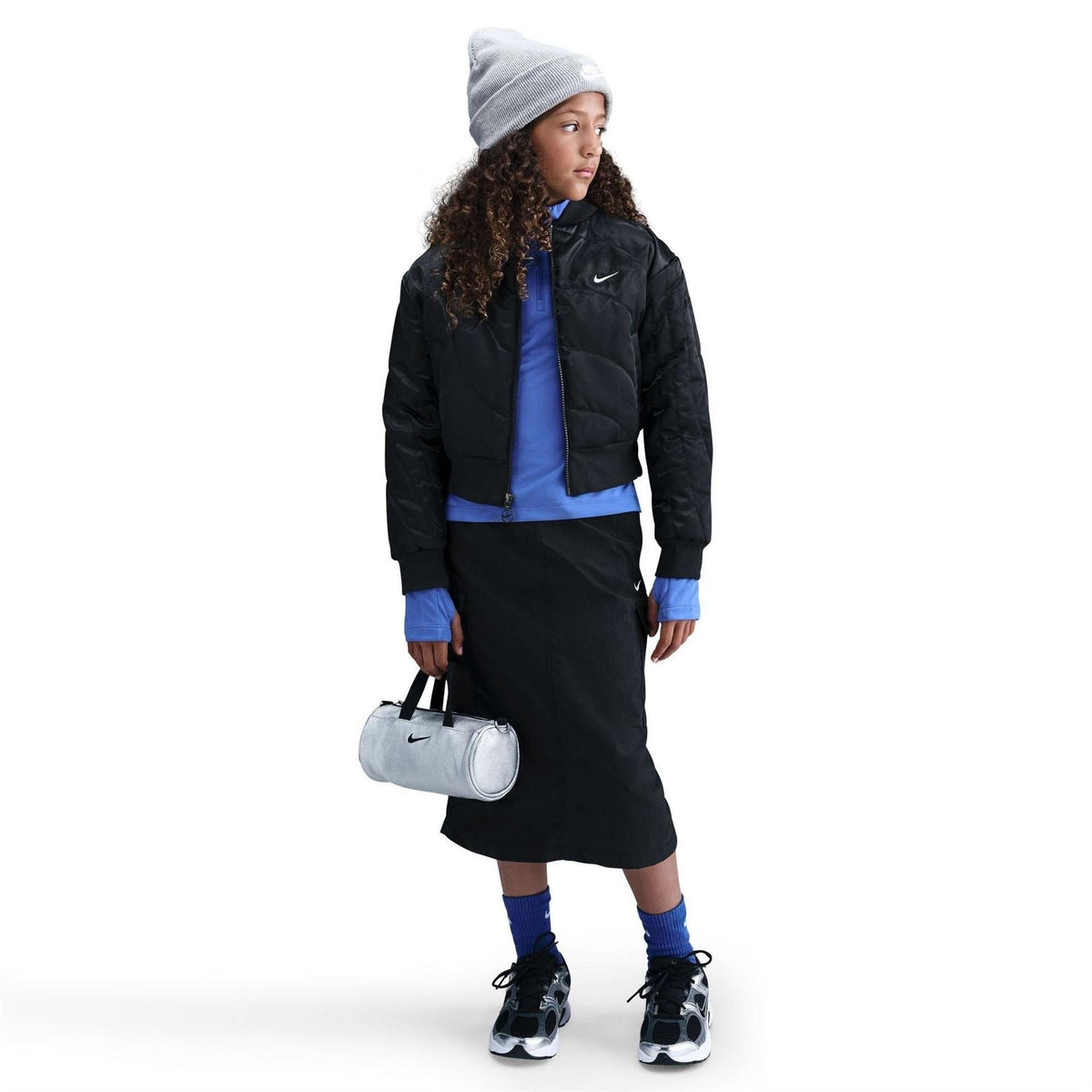 Nike Solid Patterned Zipped Pocket Ribbed Cuff Windbreaker Jacket
