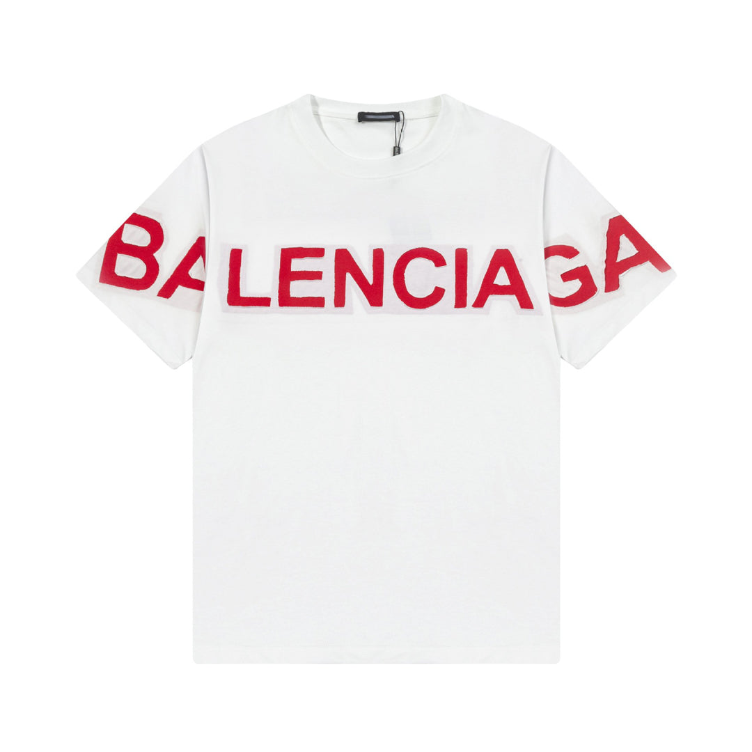 Balenciaga Wrap-Around Logo T-Shirt in White & Red