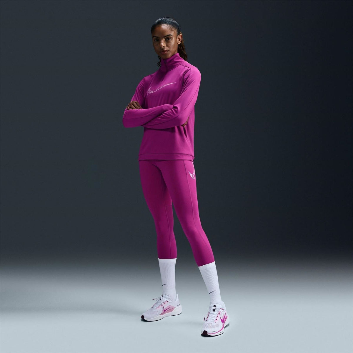 Nike Fast Solid Patterned High Rise Compression Leggings