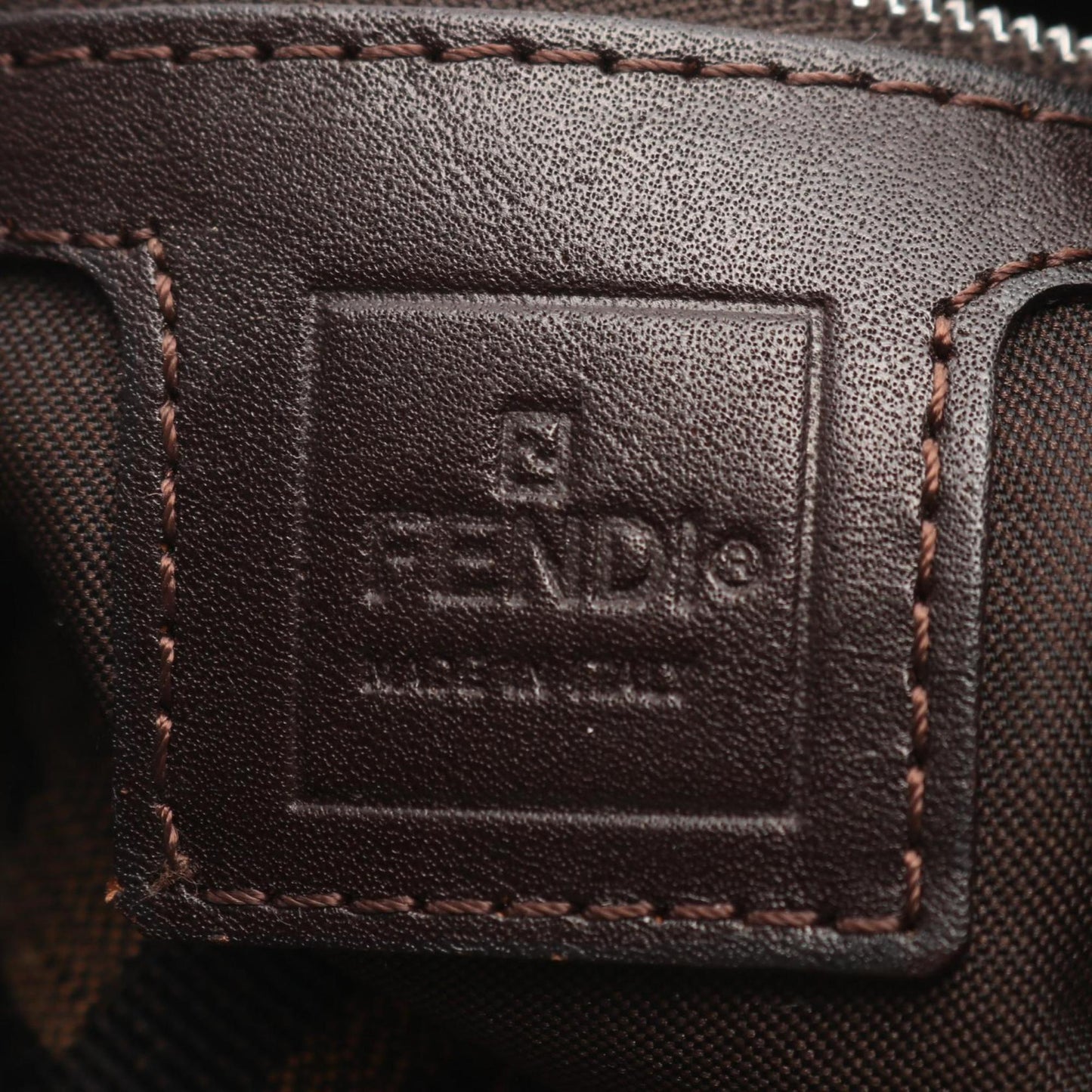 Fendi Black Brown Canvas Leather Shoulder Bag (Pre-Owned)