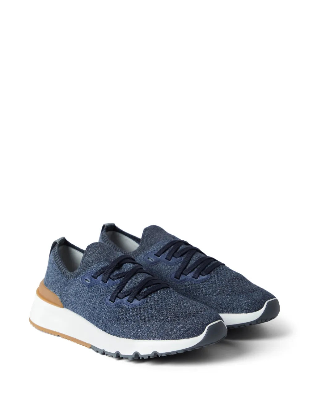 Brunello Cucinelli Mesh Knitted Lace Up Sneakers