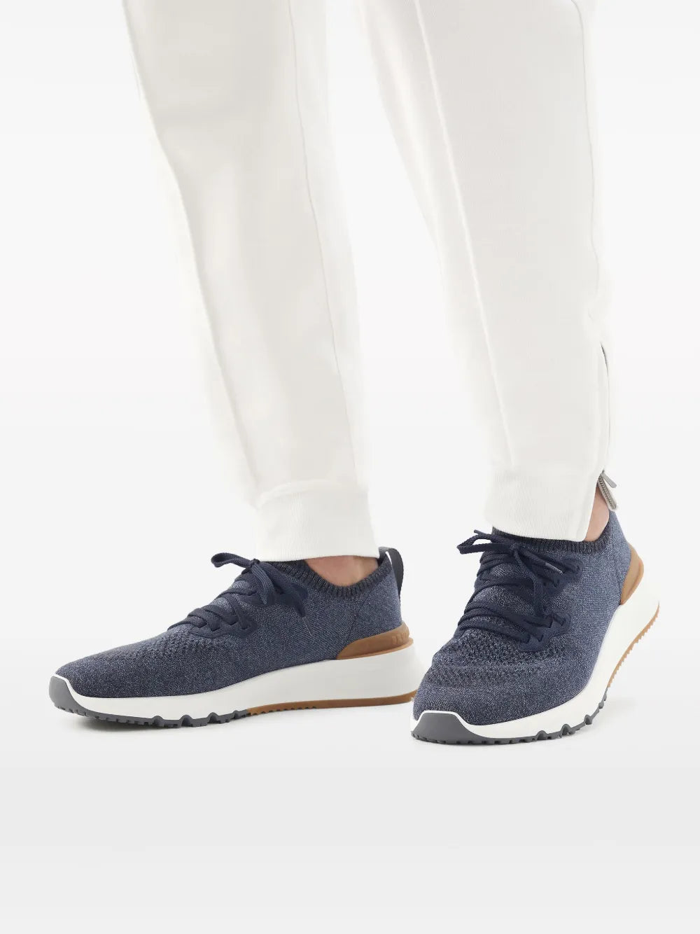 Brunello Cucinelli Mesh Knitted Lace Up Sneakers