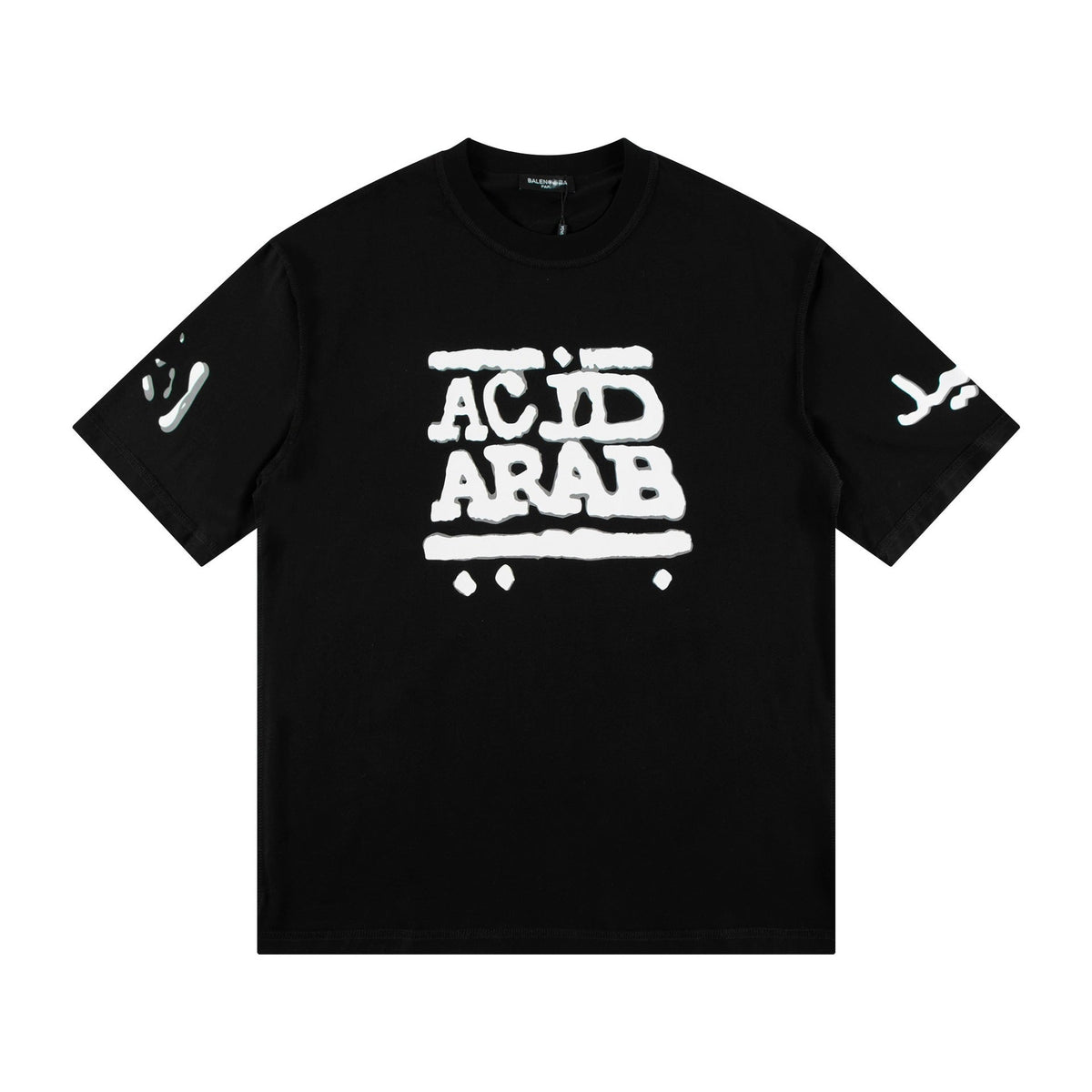 Balenciaga Acid Arab Brush Lettering T-Shirt in Black & White