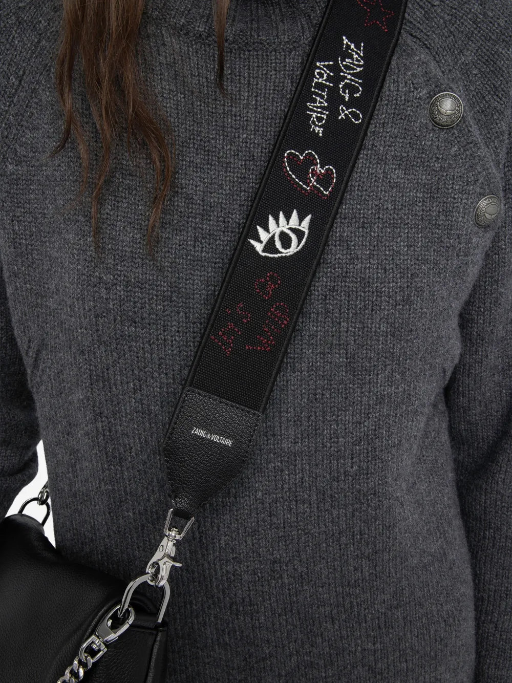 Zadig&Voltaireembroidered-details bag strap
