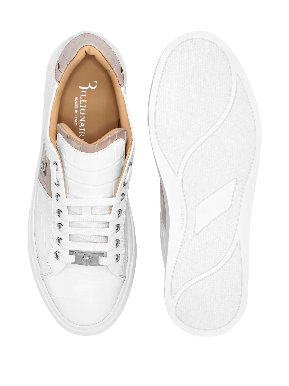Billionaire Crocodile-Effect Leather Sneakers