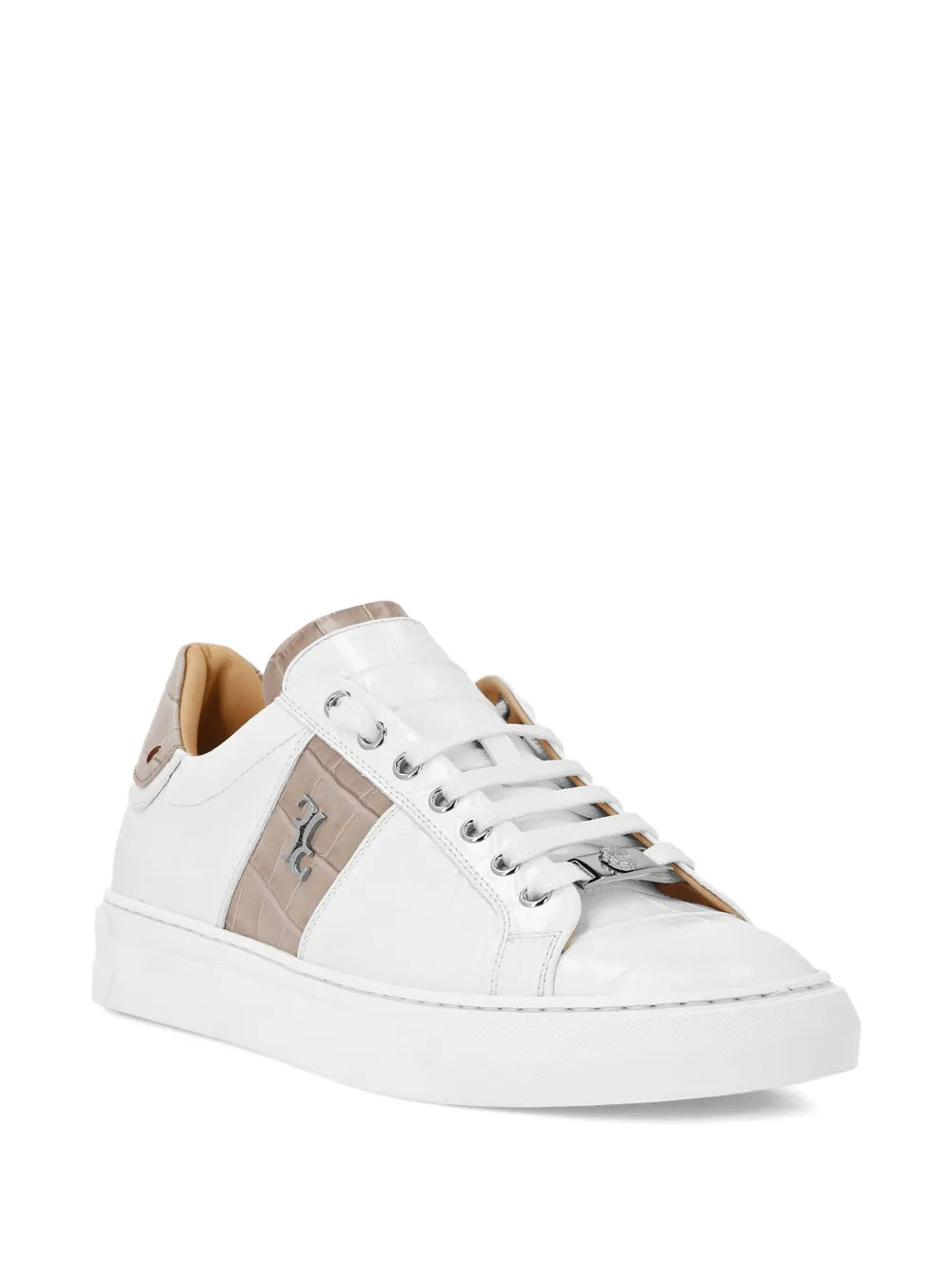 Billionaire Crocodile-Effect Leather Sneakers
