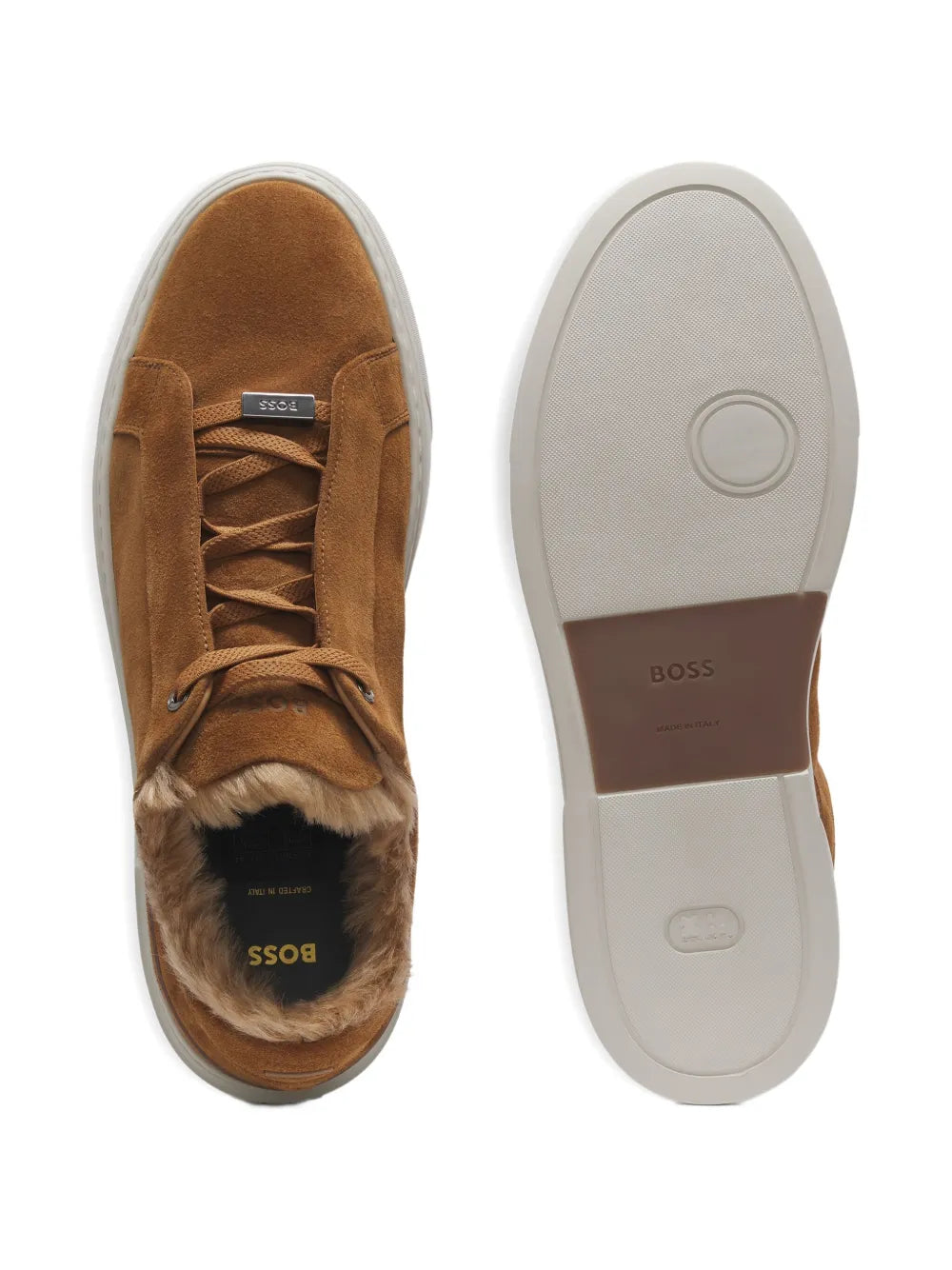 Boss Fur-Lined Lace-Up Sneakers