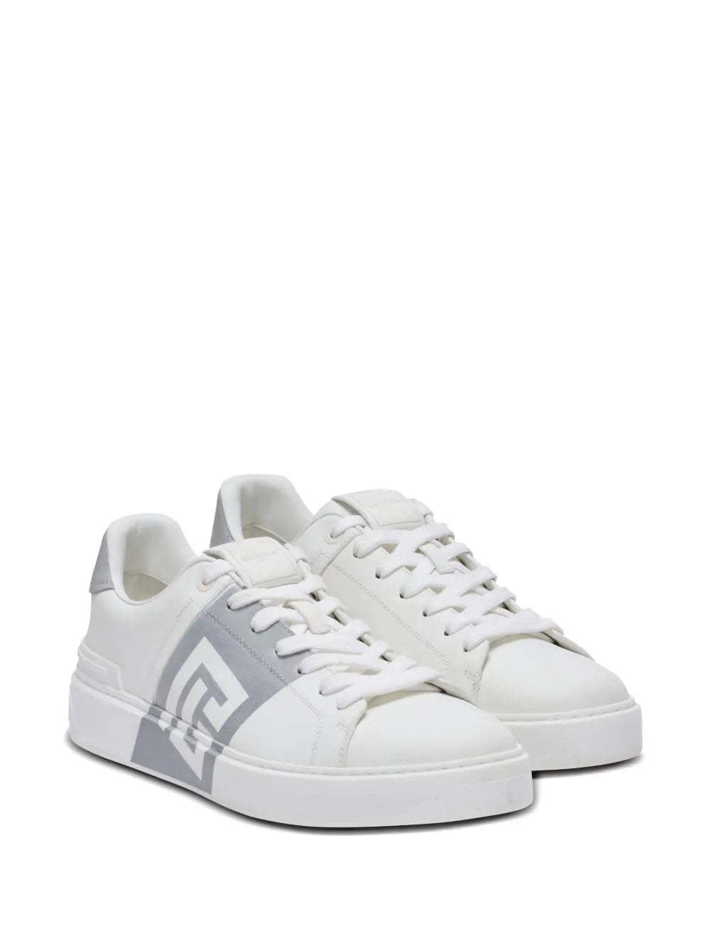 Balmain B-Court Logo-Detail Calfskin Sneakers