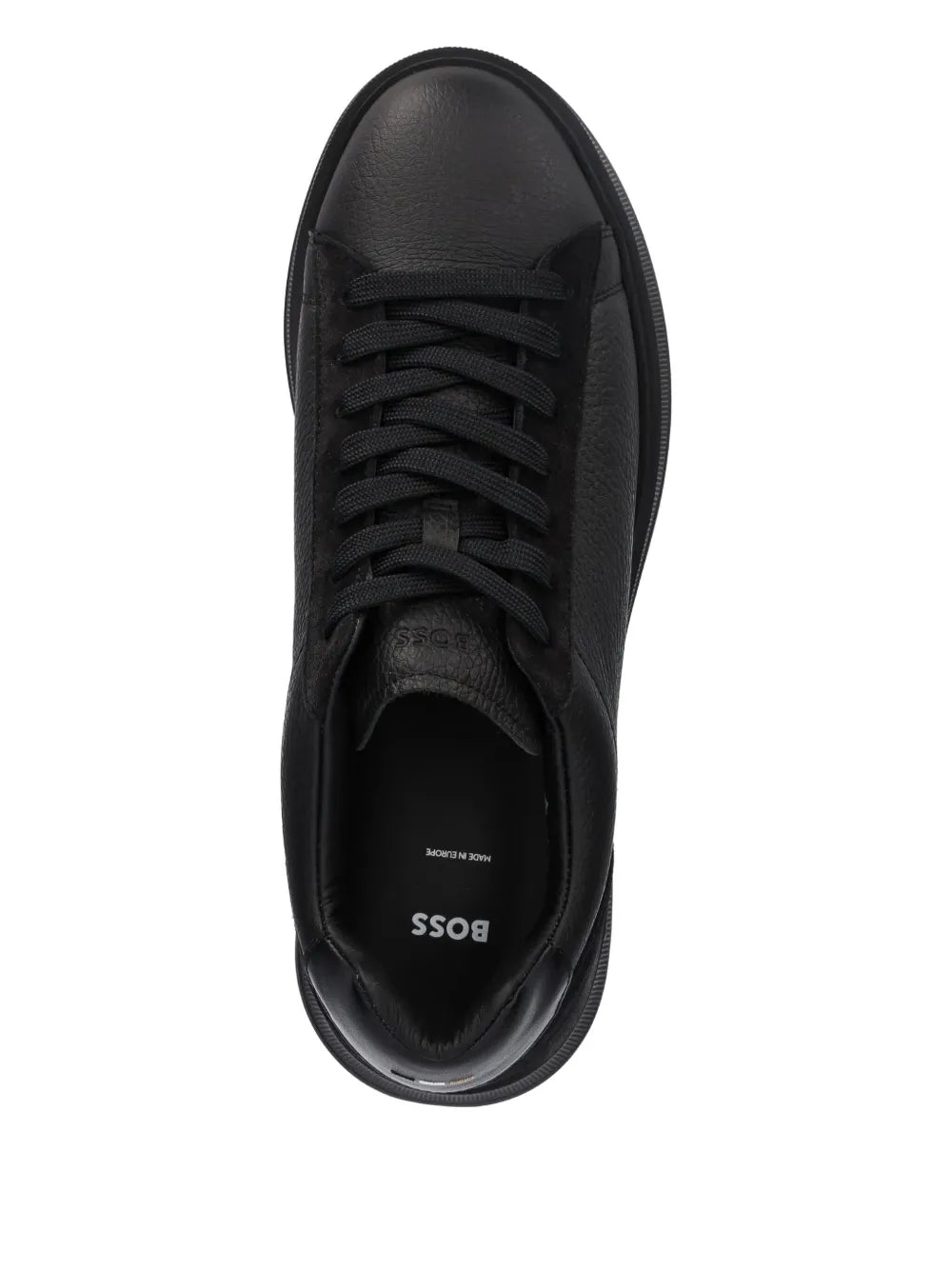 Boss Textured-Leather Panelled Sneakers