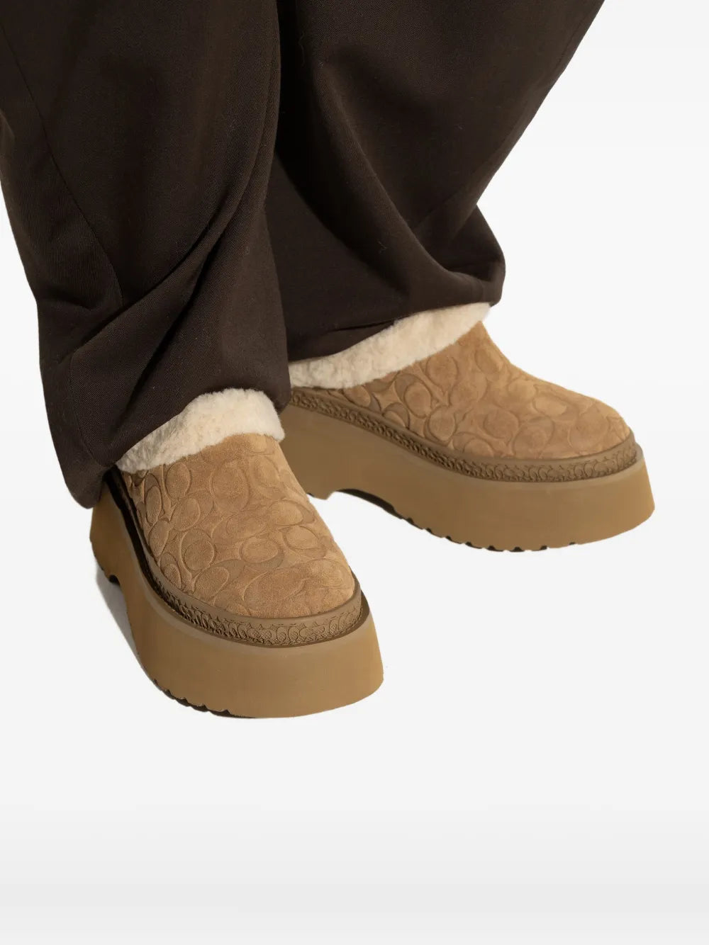 Coach Monogram Suede Mules
