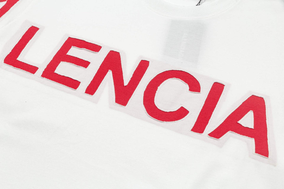 Balenciaga Wrap-Around Logo T-Shirt in White & Red