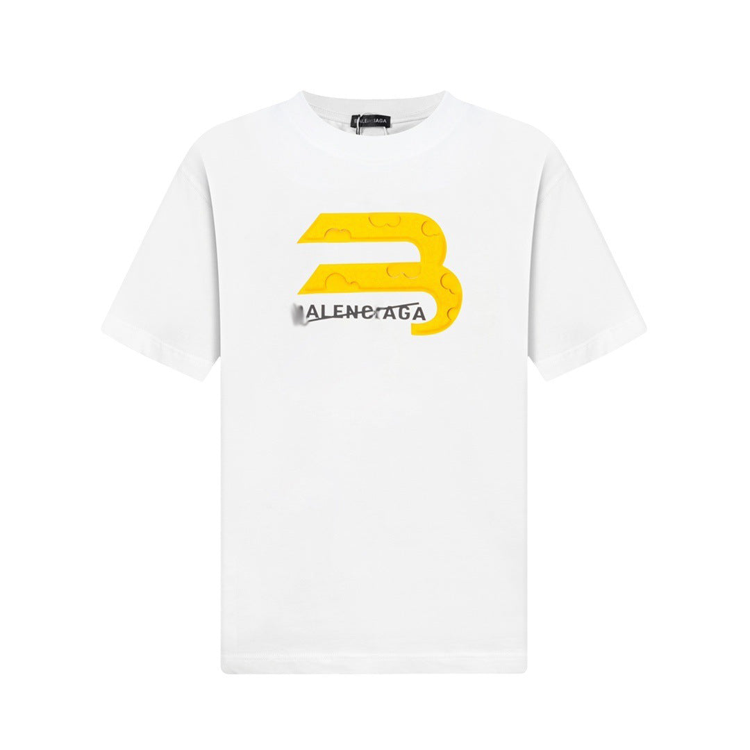 Balenciaga Yellow B Graphic T-Shirt in Black & White