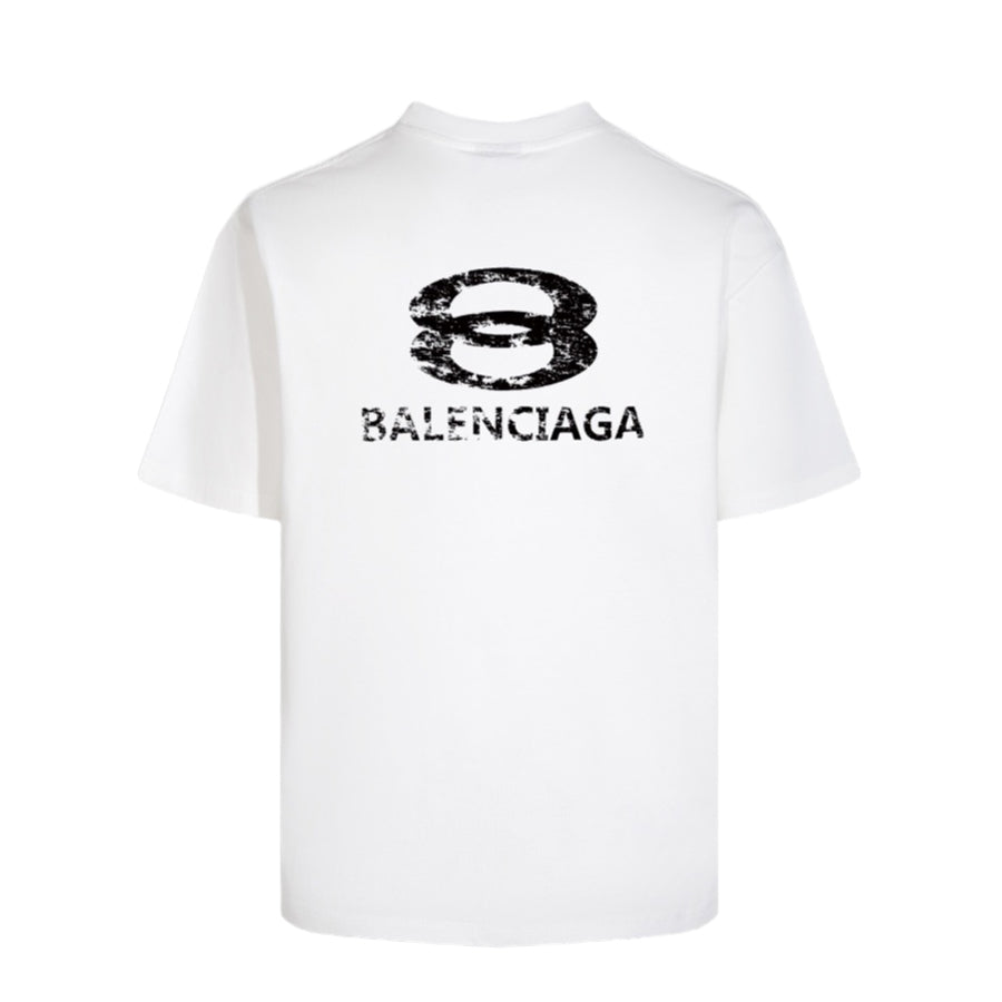 Balenciaga Distressed Lowercase Logo T-Shirt in Black & White