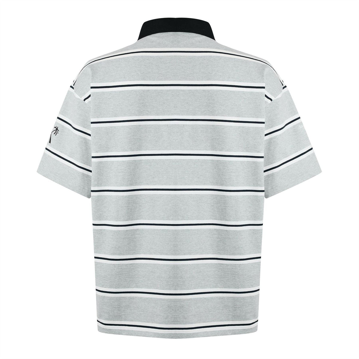 Palm Angels Stripe Logo Print Collared Short Sleeve Polo Shirt