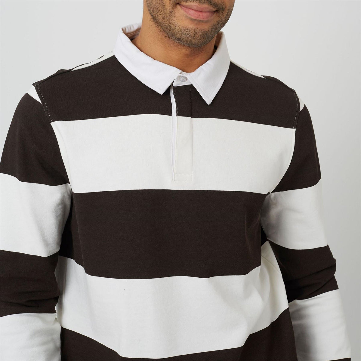 Brave Soul Long Sleeve Rugby Polo Shirt