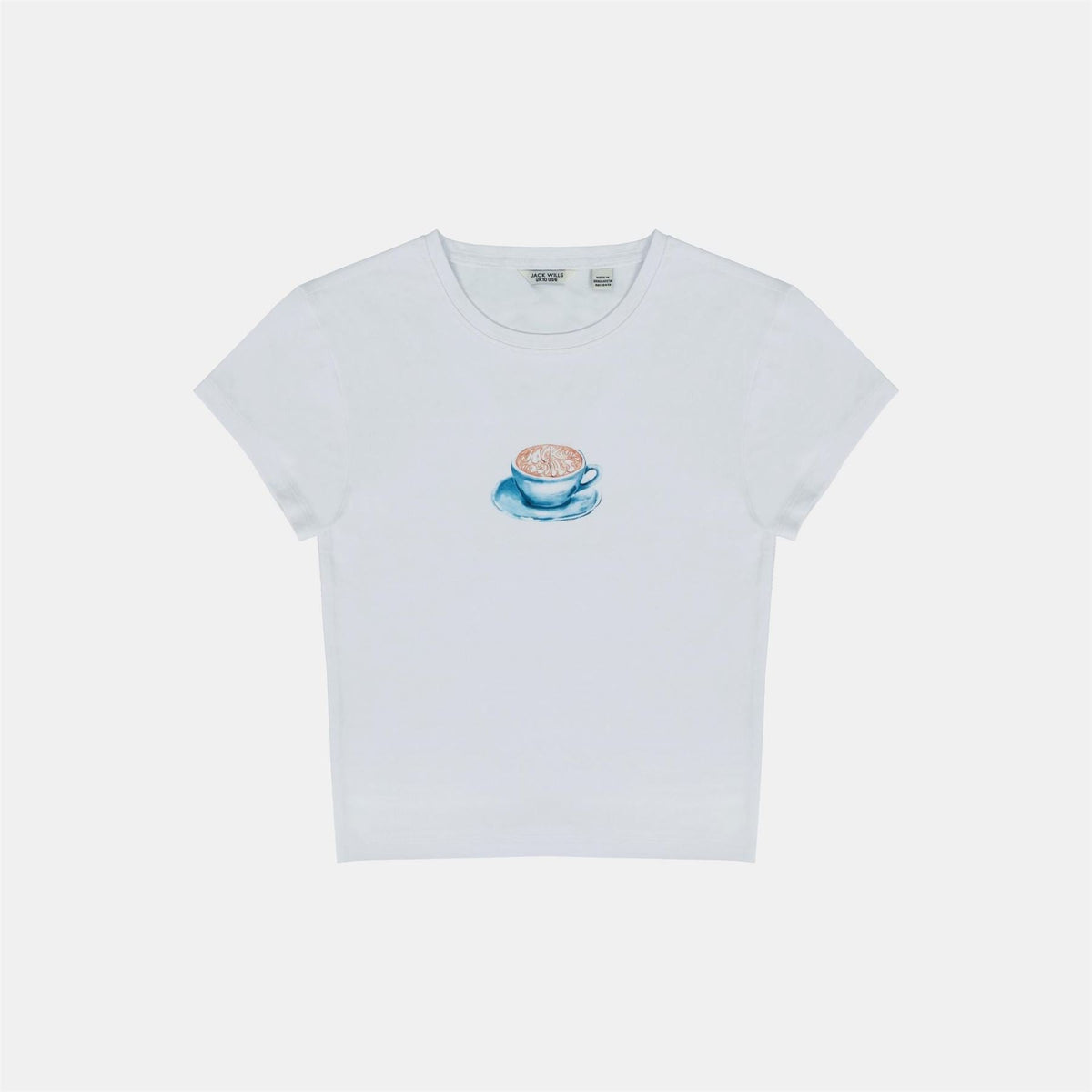 Jack Wills Graphic Cotton Short Sleeve Crew Neck Print Crop Top