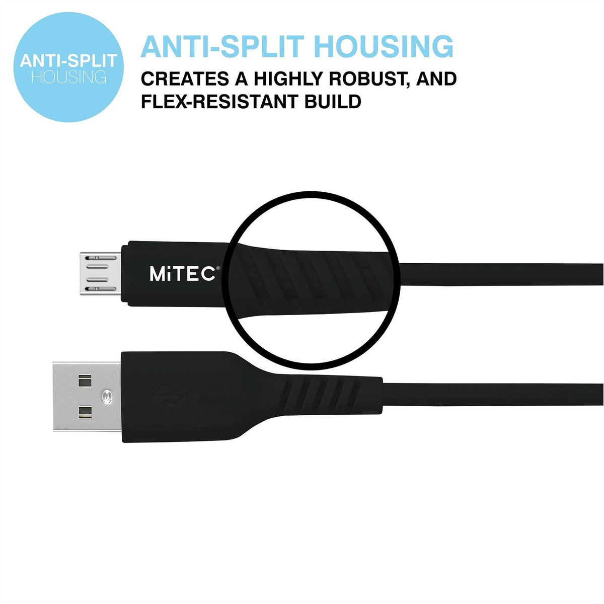 MiTEC 1M MICRO USB CABLE BLACK