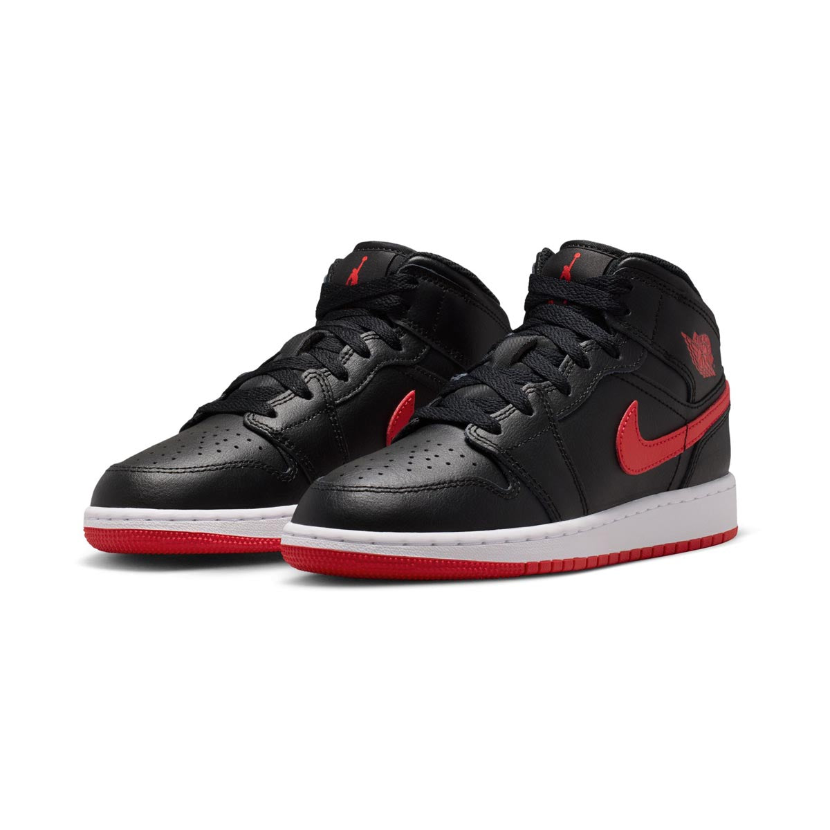 Air Jordan 1 Mid 'Black University Red' Big Kids' Shoes