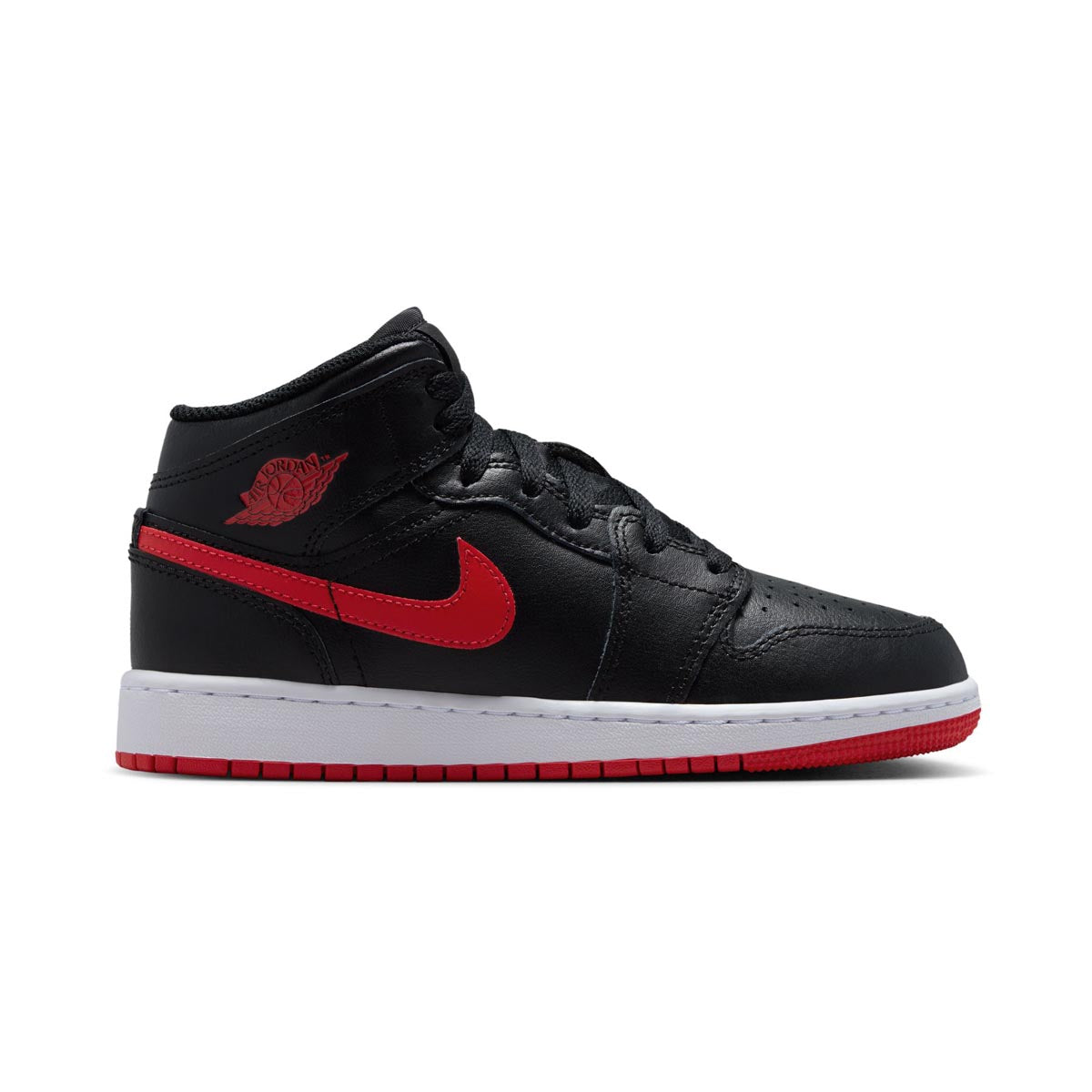 Air Jordan 1 Mid 'Black University Red' Big Kids' Shoes