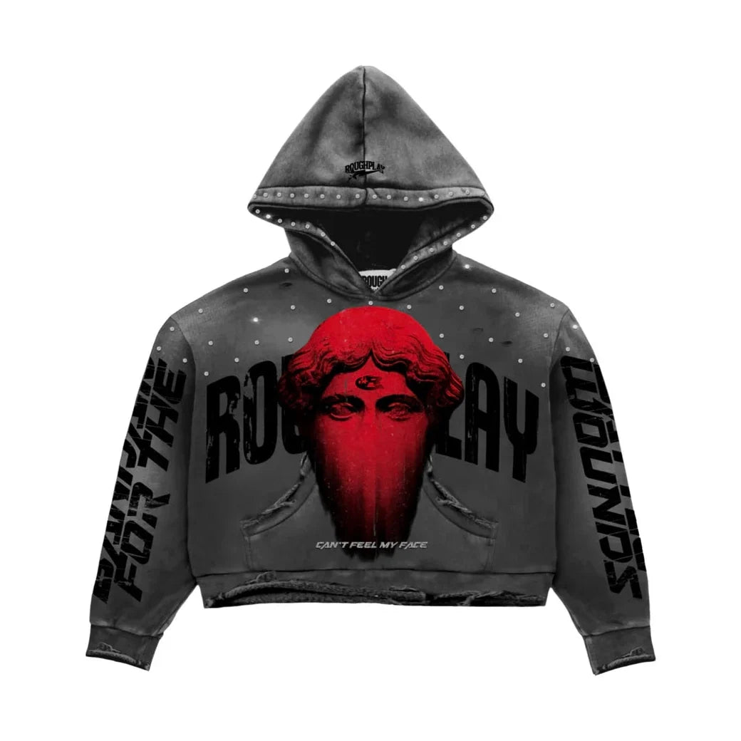 Rough Play Can’t Feel My Face Hoodie - Black