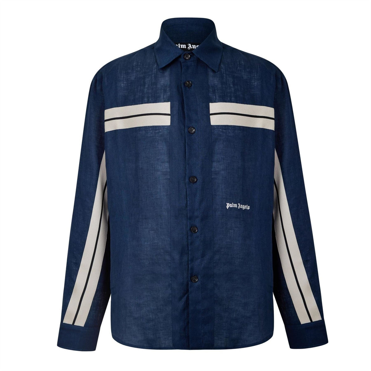 Palm Angels Palm Embroidered Collared Neck Shirt Collar Long Sleeve Shirt