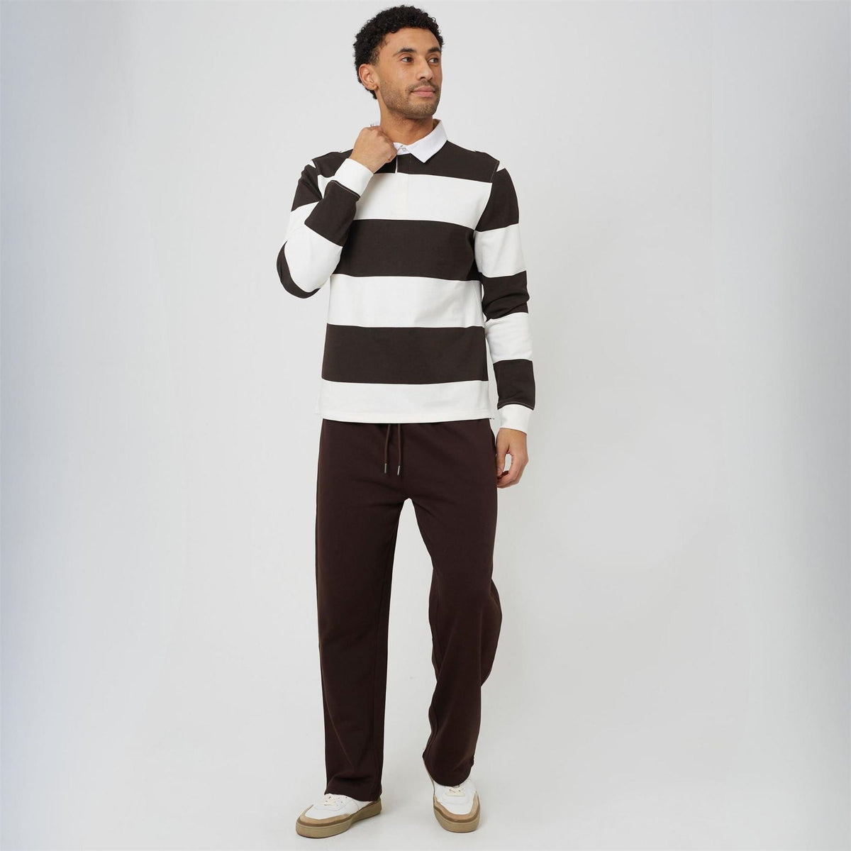 Brave Soul Long Sleeve Rugby Polo Shirt