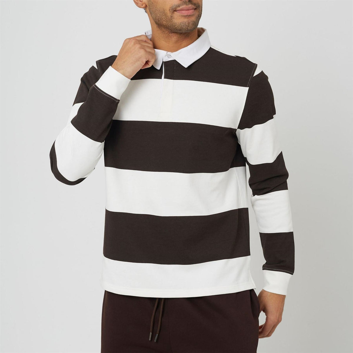 Brave Soul Long Sleeve Rugby Polo Shirt