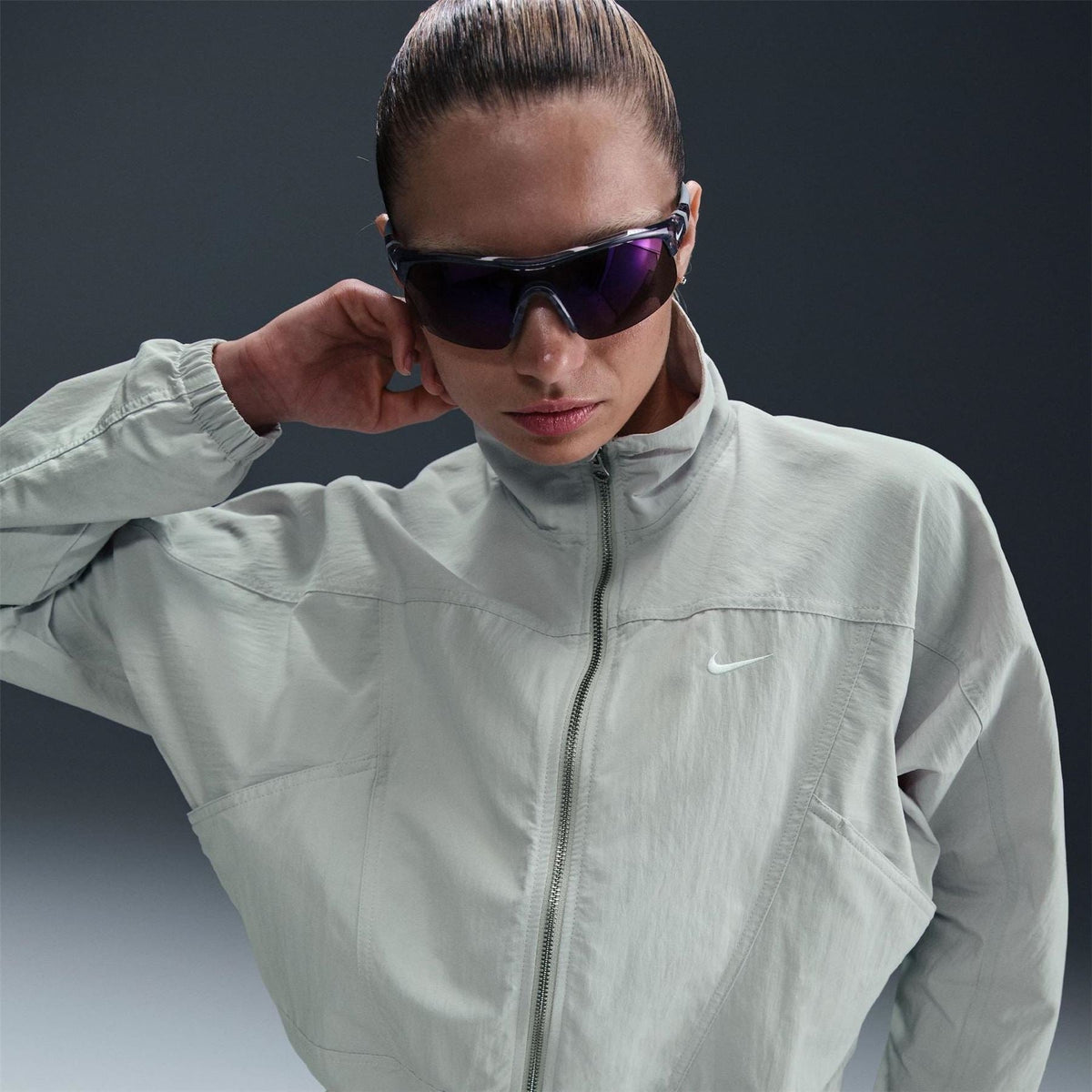 Nike Everything Solid Patterned Front Zip Pocket Windbreaker Jacket