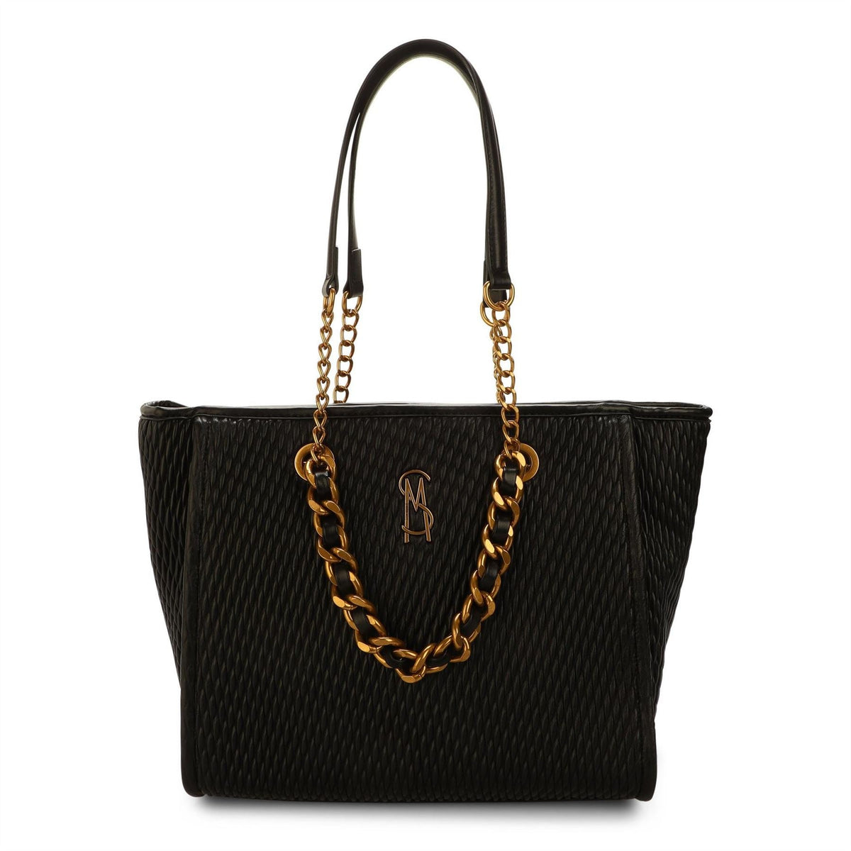 Steve Madden Bkattt M Textured Trapezoid Shape Tote with Chain