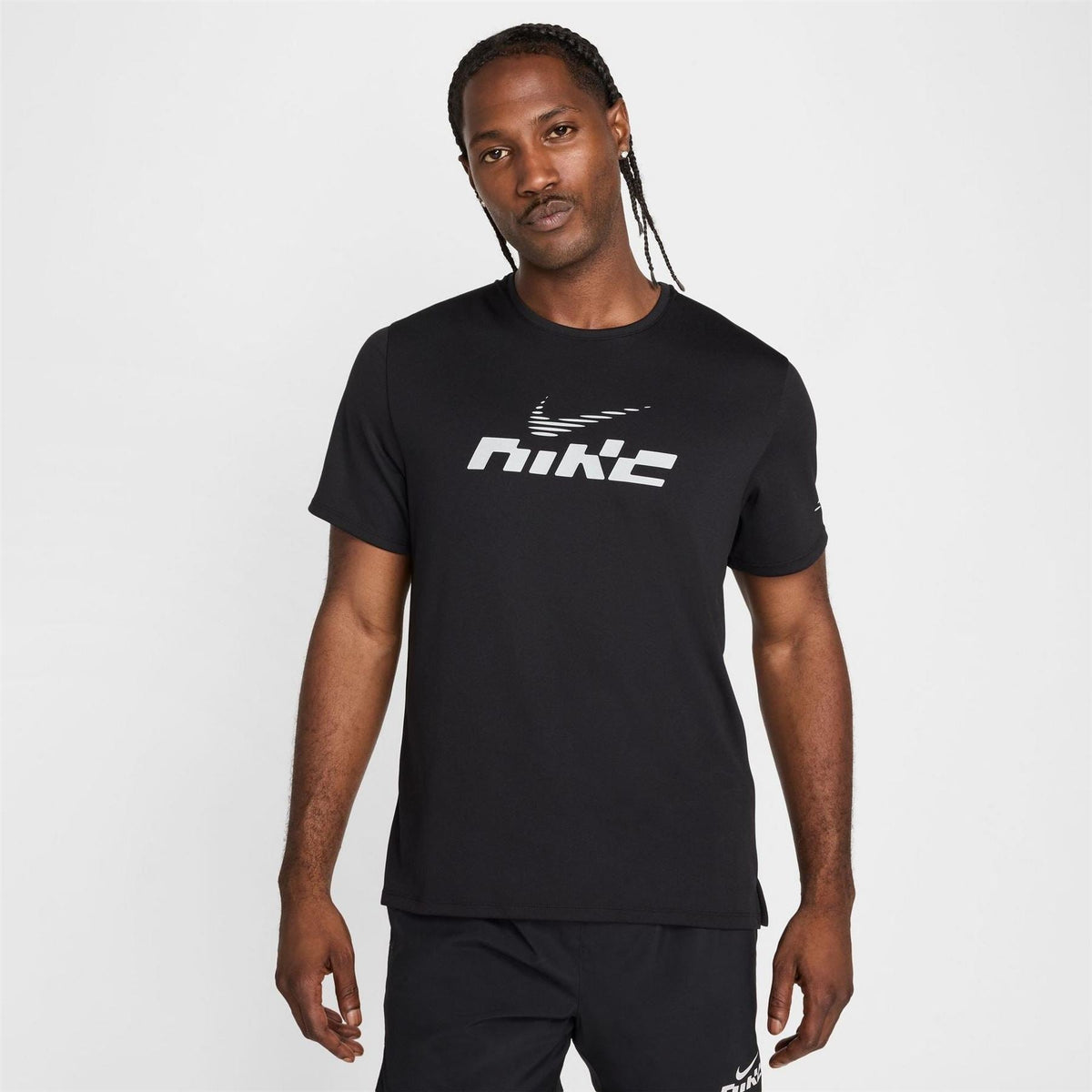 Nike Mile Logo Print Wordmark Crew Neck Short Sleeve Jersey T-Shirt