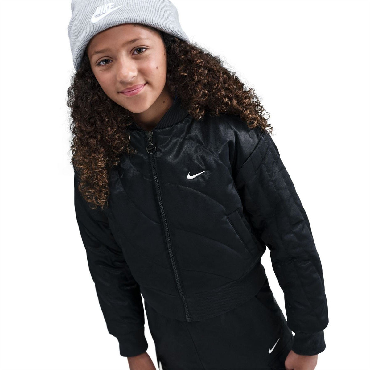 Nike Solid Patterned Zipped Pocket Ribbed Cuff Windbreaker Jacket