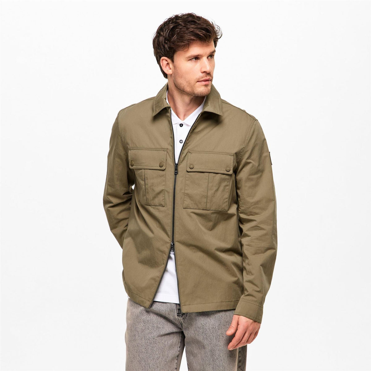 Belstaff Mens Stride Zip Collar Long Sleeve Overshirt