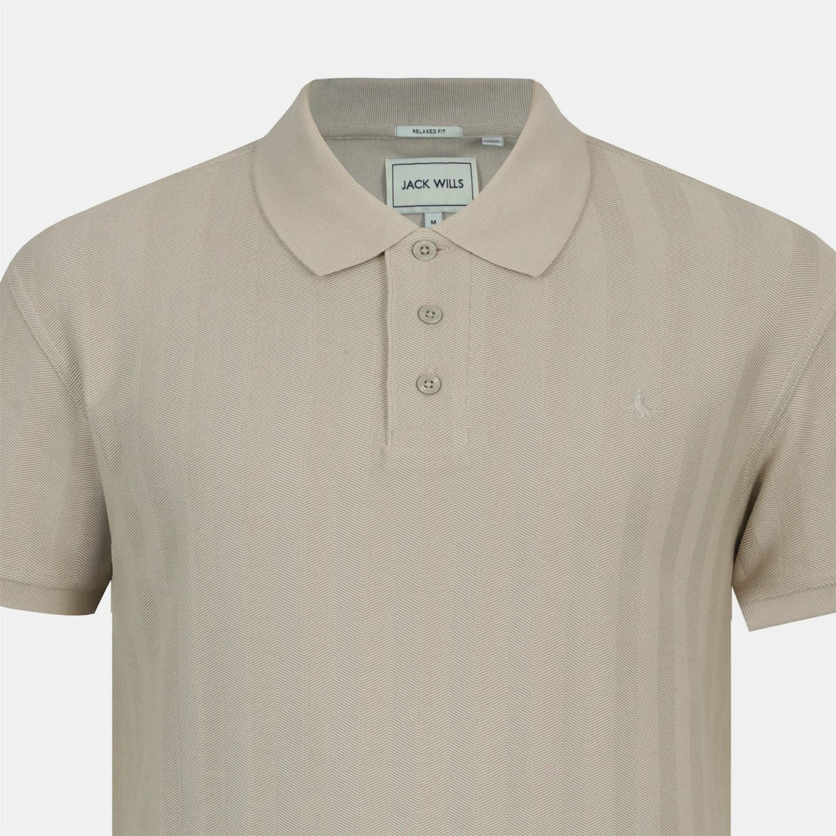 Jack Wills Herringbone Cotton Short Sleeve Polo Shirt