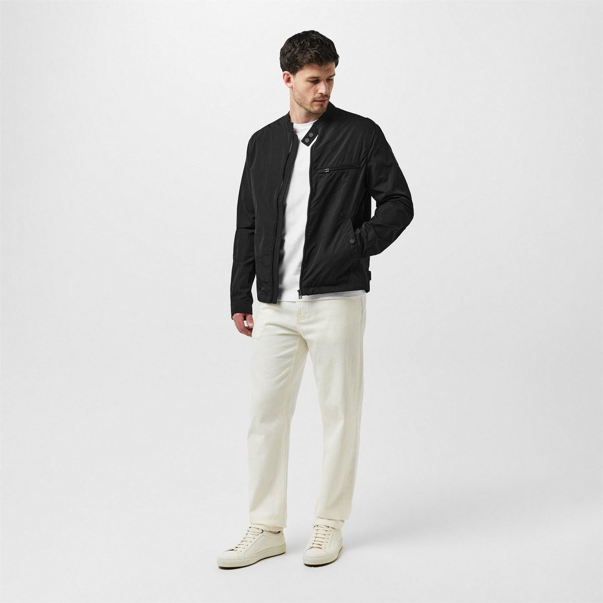 Belstaff Mens Walkham Long Sleeve Full Zip Bomber Jacket